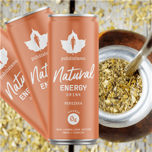 Natural Energy Drink 330ml peach (Energetický nápoj -  broskev)