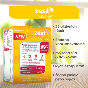 Zest Active 30 sáčků berry (Energie, imunita, mozek, funkce svalů)