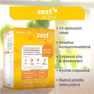 Zest Active 30 sáčků pomeranč (Energie, imunita, mozek, funkce svalů)