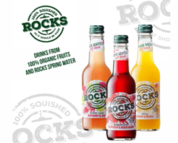 ROCKS = anglické nápoje z čisté pramenité vody a BIO ovoce 