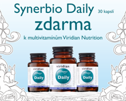 Směs probiotik a prebiotik Synerbio Daily 30 kapslí nyní zdarma ke všem multivitamínům Viridian!